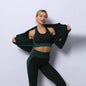 Women 3PCS Gym Set Seamless Sport Yoga Set Leggings Crop Bra Top  Fitness Gym Set Outfit - www.Shopthatapp.com
