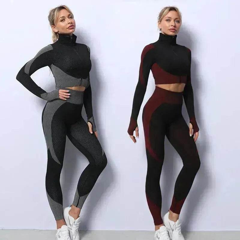 Women 3PCS Gym Set Seamless Sport Yoga Set Leggings Crop Bra Top  Fitness Gym Set Outfit - www.Shopthatapp.com