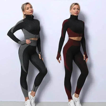 Women 3PCS Gym Set Seamless Sport Yoga Set Leggings Crop Bra Top  Fitness Gym Set Outfit - www.Shopthatapp.com