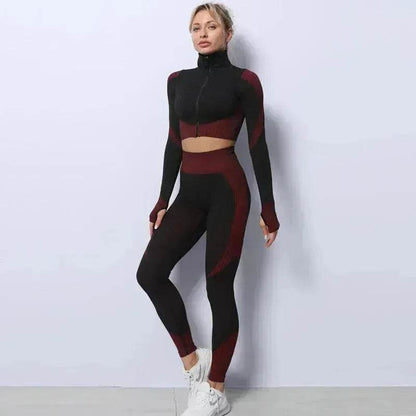 Women 3PCS Gym Set Seamless Sport Yoga Set Leggings Crop Bra Top  Fitness Gym Set Outfit - www.Shopthatapp.com