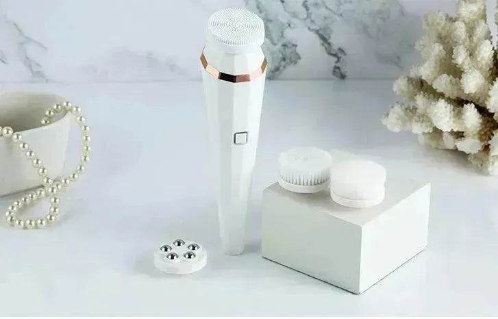 4 In 1 USB Rechargeable Electric Facial Cleansing Brush Soft Skin Care Portable Massager Face Brush Deep Cleaning Device - www.Shopthatapp.com