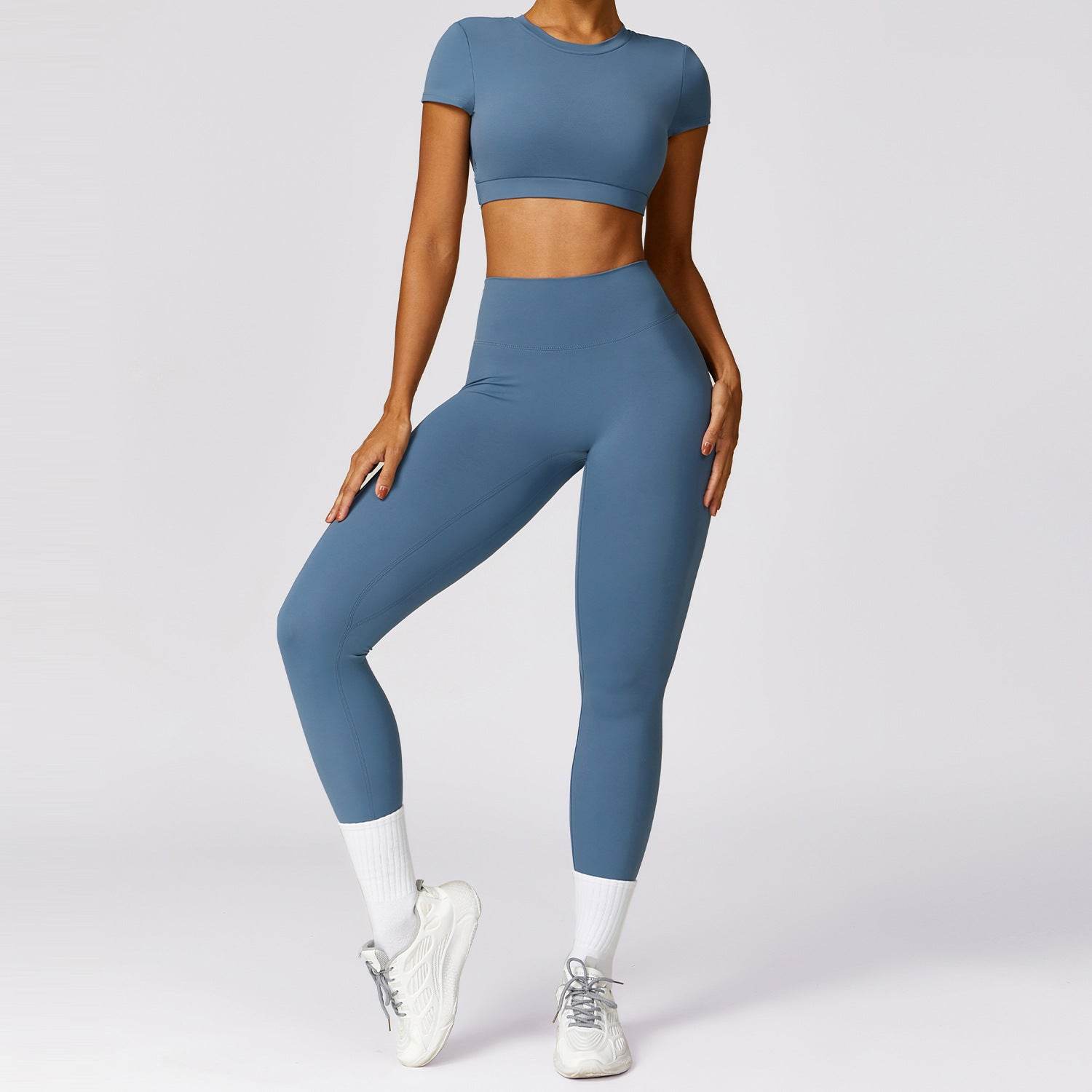Women 2pcs Workout Gym Outfit Sport Running Fitness wear Pant and crop Top - www.Shopthatapp.com