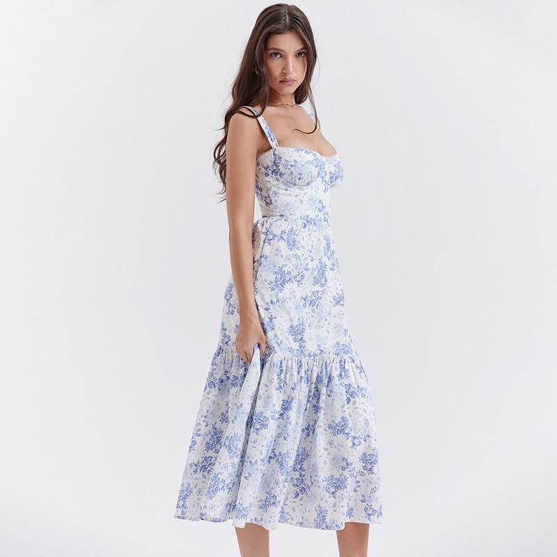 Spring And Summer Comely Pastoral Style Sling Floral A Swing Cake Dress - www.Shopthatapp.com