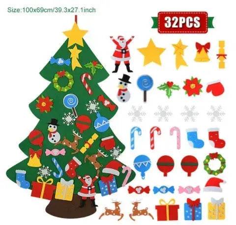 DIY Felt Christmas Tree New Year Toddler Kids Handmade Gift Toys Door Wall Hanging Ornaments Holiday Party Home Decor Set - www.Shopthatapp.com