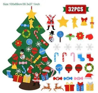 DIY Felt Christmas Tree New Year Toddler Kids Handmade Gift Toys Door Wall Hanging Ornaments Holiday Party Home Decor Set - www.Shopthatapp.com