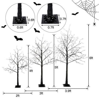 3 Pac Halloween Spooky Tree With Purple Lights, 4FT 5FT And 6FT, Lighted Black Tree For Halloween Decoration - www.Shopthatapp.com
