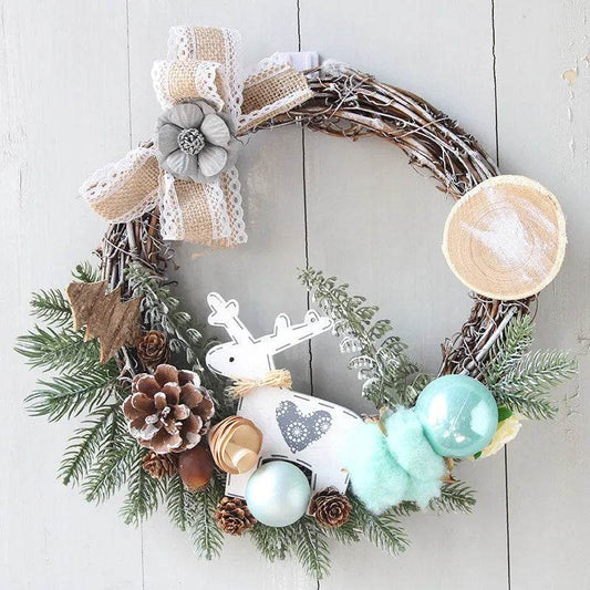 Christmas Wreaths On The Door Artificial Flowers Garland Window Door Hanging Decorative Supplies For Christmas Party New Year - www.Shopthatapp.com