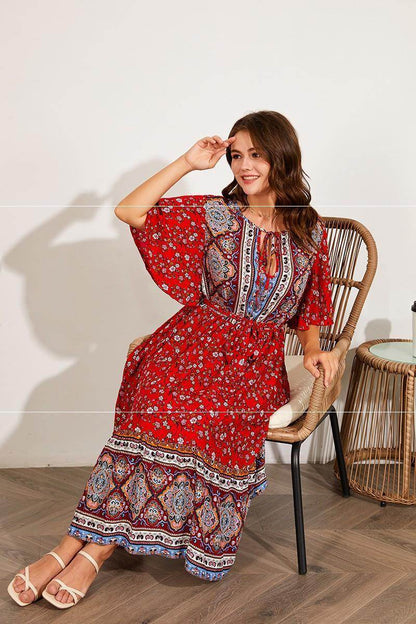 Modest Plus Size Summer dress V Neck Midi Beach boho Dress - www.Shopthatapp.com