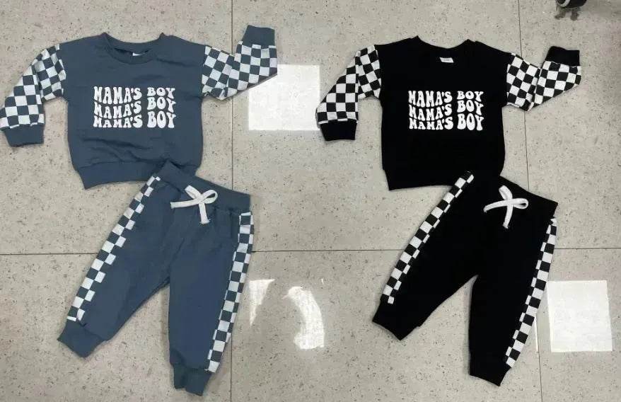 Children Plaid Printed Long-sleeve Sweater Set  Casual baby outfit for Boys Baby two piece for boys - www.Shopthatapp.com