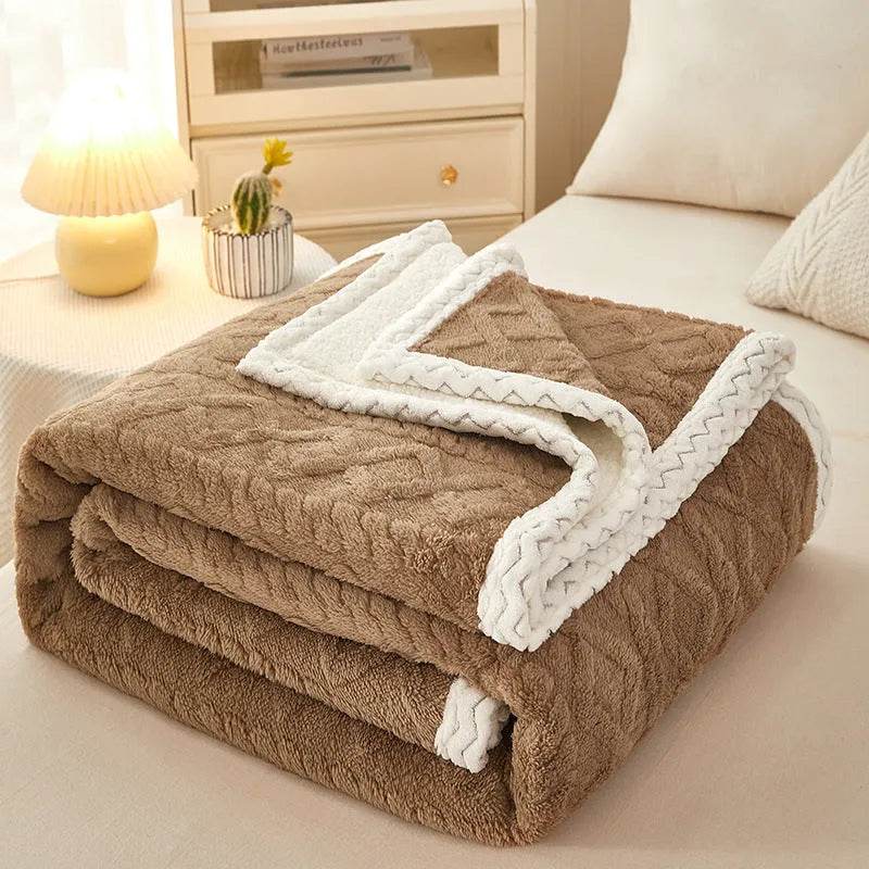Blanket Double Thickened Warm Coral Fleece Sofa Winter Blanket - www.Shopthatapp.com
