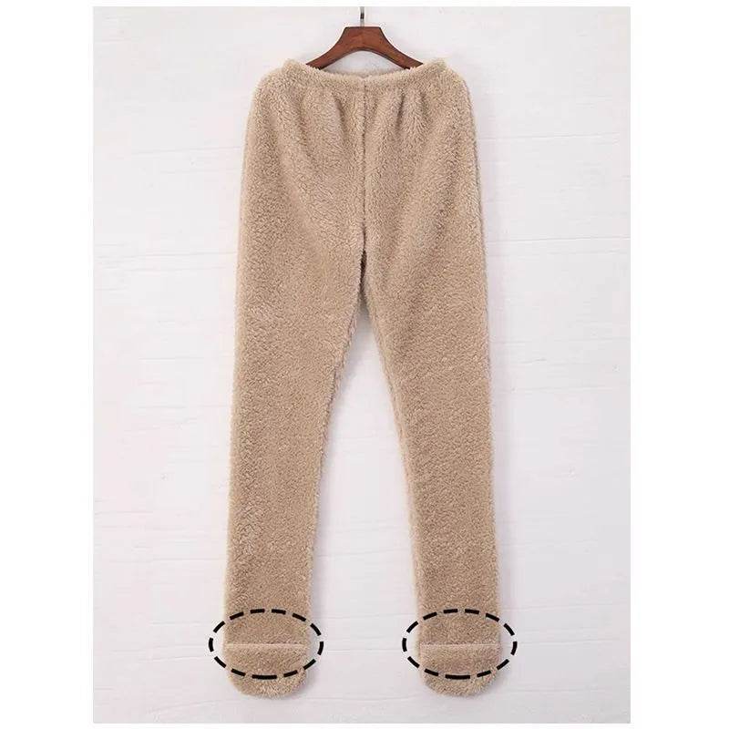 Women Coral Fleece Socks Leggings Winter Warm Sleepwear Ankles Knees Guard Women Home Pants Thick Pajamas Pant - www.Shopthatapp.com