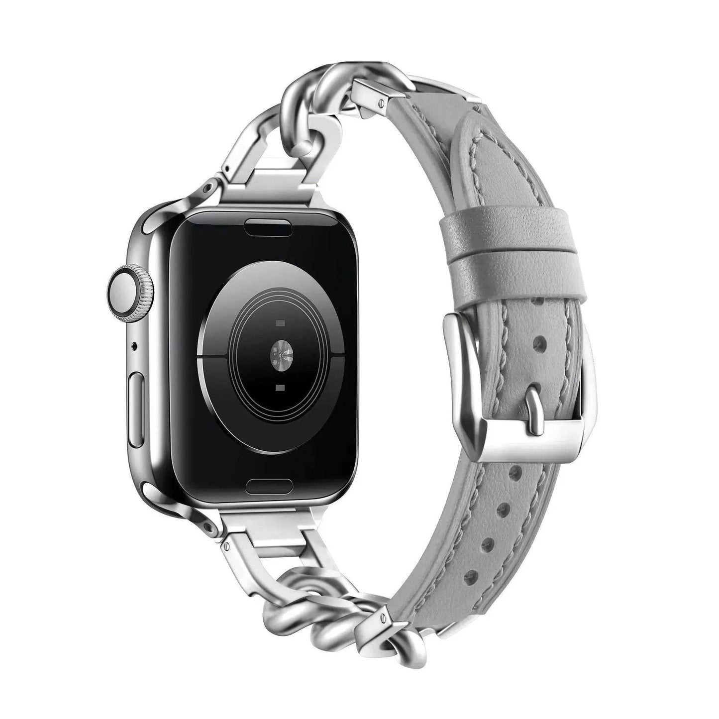 Women Leather and Stainless Steel Watch Strap for Apple  iwatch - www.Shopthatapp.com