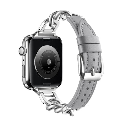 Women Leather and Stainless Steel Watch Strap for Apple  iwatch - www.Shopthatapp.com