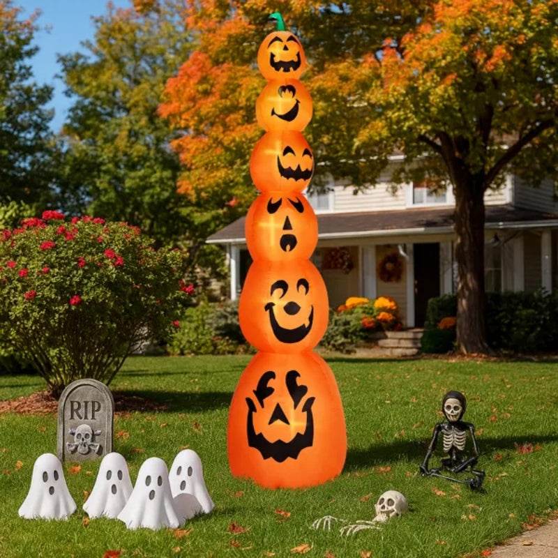 9FT Halloween Inflatable Stacked Pumpkins, Blow Up 6 Pumpkins Inflatable With Built-in LED Lights Outdoor Decorations Large Party Yard Decoration - www.Shopthatapp.com