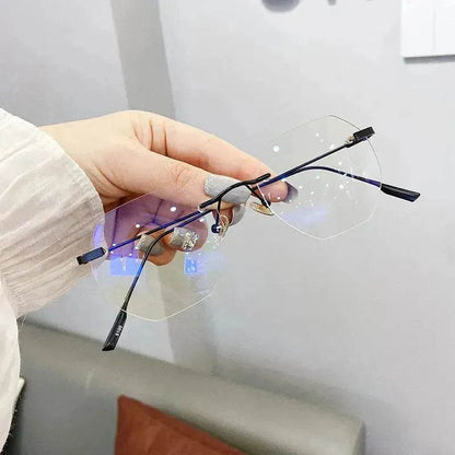 Rimless Octagon Sunglasses for Men Women Polygon Rectangle Shade Glasses Frameless - www.Shopthatapp.com