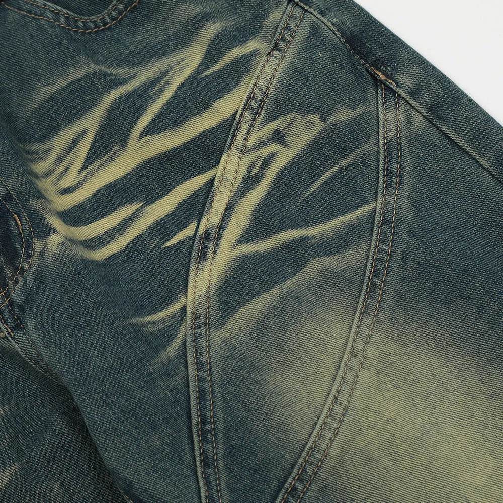 Washing Indentation Denim Bootcut Jeans Pants Men - www.Shopthatapp.com