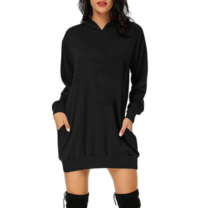 Women Solid Color Hat Dress Sweater Loose Feature Long Sleeves - www.Shopthatapp.com