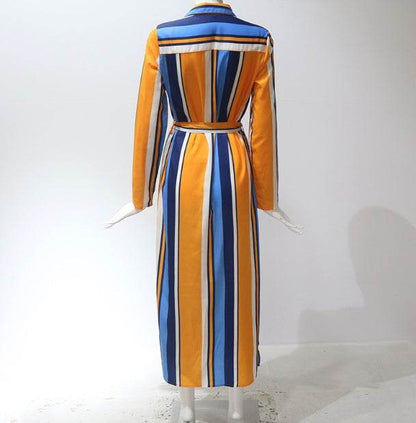 Stripe Shirt Women's Dress Spring Summer Chiffon V-neck Sexy Maxi Dresses Sexy Elegant Casual Girl Lace Women Long Sleeve - www.Shopthatapp.com