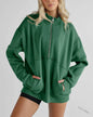 Women's Half Zipper Pocket Fashion Casual Exercise Oversized Sweatshirt Pullover - www.Shopthatapp.com