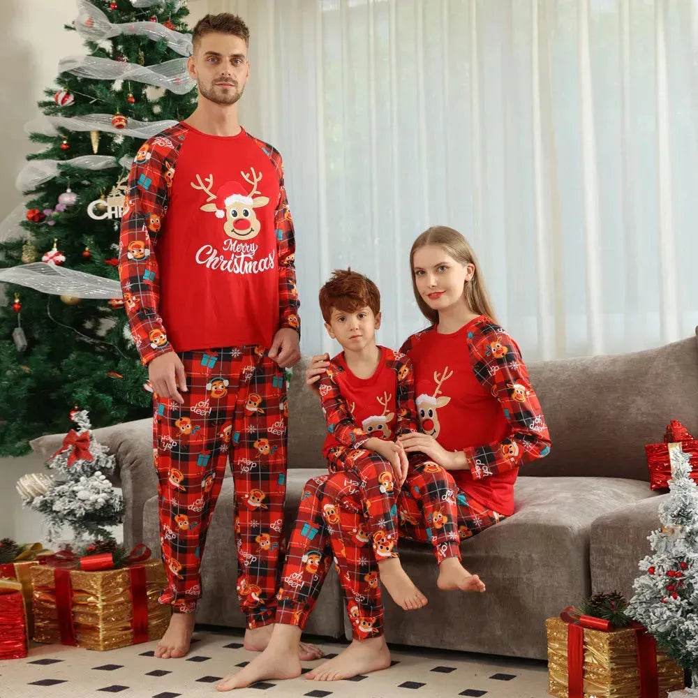 European And American Long Sleeve Home Wear Printed Plaid Christmas Suit - www.Shopthatapp.com