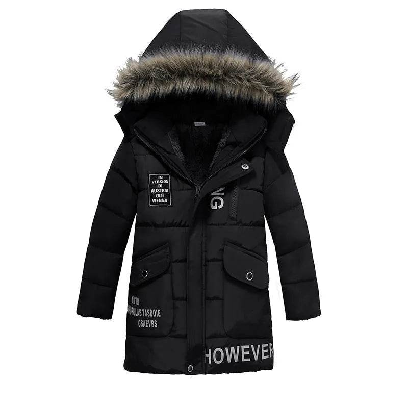 Winter Children's Trendy Cotton-padded Jacket Mid-length Letter Cotton-padded Coat - www.Shopthatapp.com