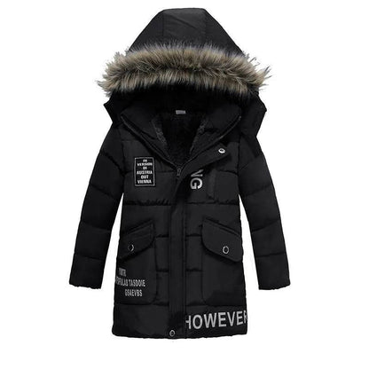 Winter Children's Trendy Cotton-padded Jacket Mid-length Letter Cotton-padded Coat - www.Shopthatapp.com