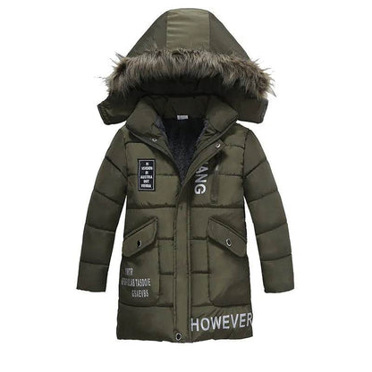 Winter Children's Trendy Cotton-padded Jacket Mid-length Letter Cotton-padded Coat - www.Shopthatapp.com