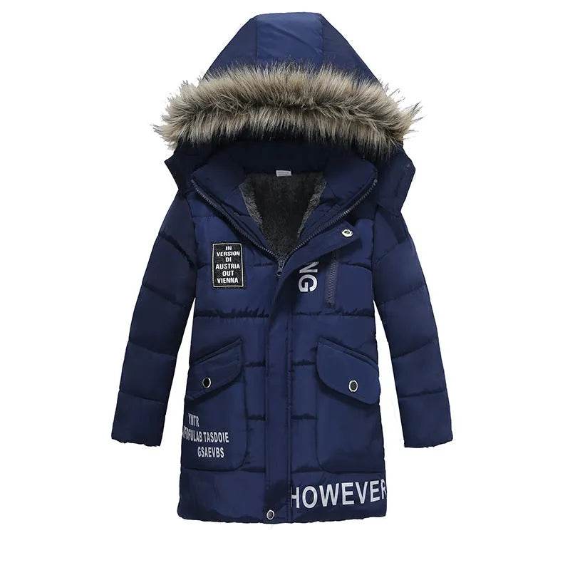 Winter Children's Trendy Cotton-padded Jacket Mid-length Letter Cotton-padded Coat - www.Shopthatapp.com
