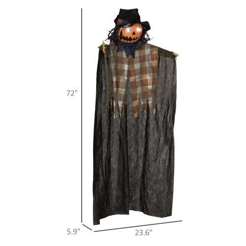 HOMCOM 6 Life Size Halloween Hanging Pumpkin Ghost Decoration, Light-up Eyes And Creepy Talking, Sound Activated Prop For Indoor Or Covered Outdoor Porch, Battery Operated - www.Shopthatapp.com