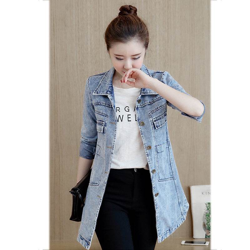 Women Denim Jacket Slim Mid Length - www.Shopthatapp.com
