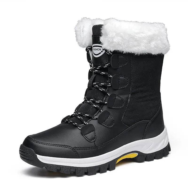 Winter Waterproof Snow Boots Women's Mid-calf Front Zipper - www.Shopthatapp.com