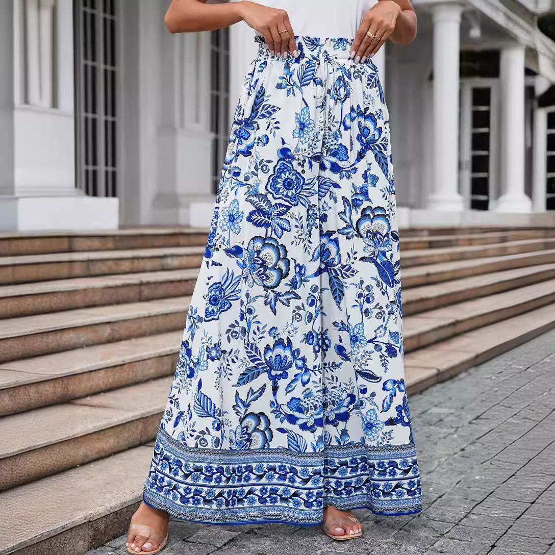 Printed Comfortable Casual High Waist  Wide-leg Floral Palazzo Trousers women - www.Shopthatapp.com