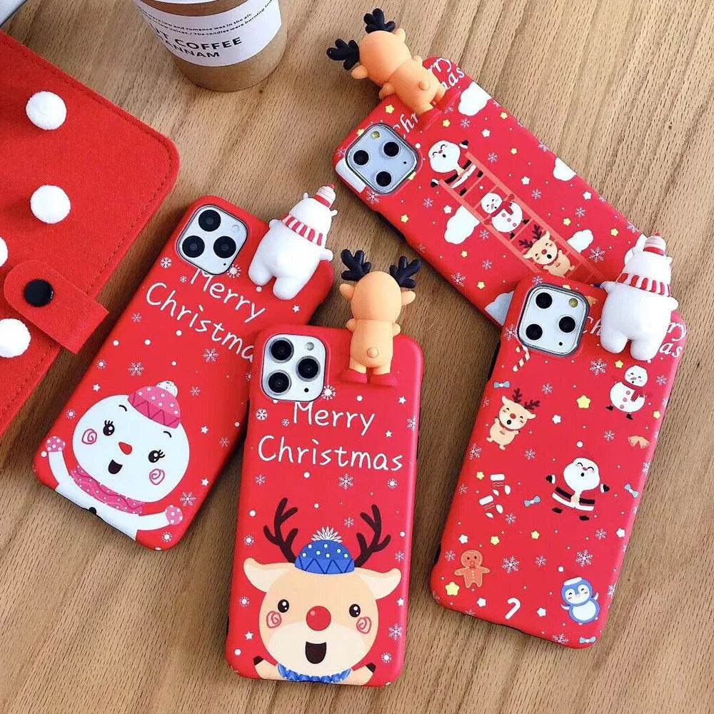 Merry Snowflakes Santa Deer Christmas-themed phone case - www.Shopthatapp.com