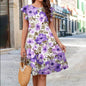Ruffle Sleeve Dress Summer Loose Flower Print Beach Dresses Sweet Skirt Women - www.Shopthatapp.com