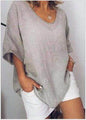 Spring Summer Loose Short Sleeves cotton linen blouse top Women Summer Tops - www.Shopthatapp.com
