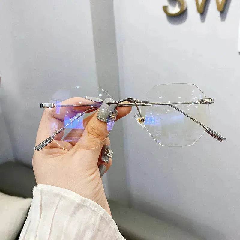 Rimless Octagon Sunglasses for Men Women Polygon Rectangle Shade Glasses Frameless - www.Shopthatapp.com