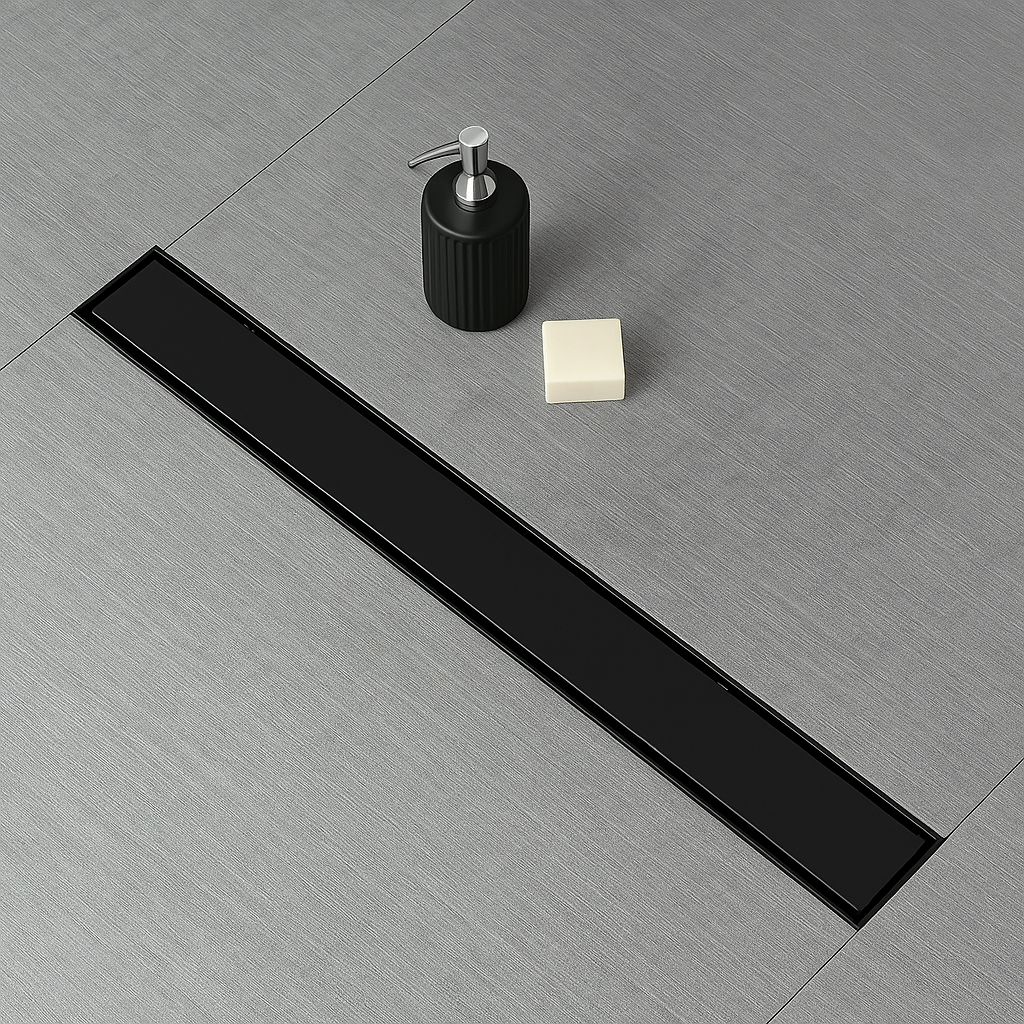 28″ Linear Shower Drain — SUS 304 Stainless, 2″ Outlet | Tile-In or Grate Cover — Brushed Nickel, Matte Black - www.Shopthatapp.com