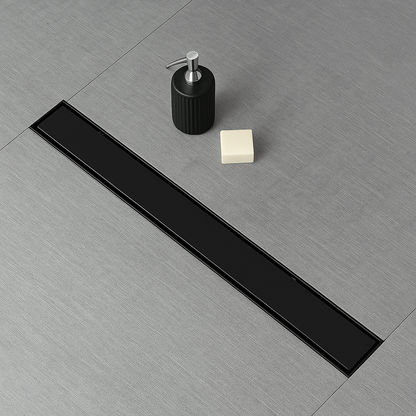28″ Linear Shower Drain — SUS 304 Stainless, 2″ Outlet | Tile-In or Grate Cover — Brushed Nickel, Matte Black - www.Shopthatapp.com