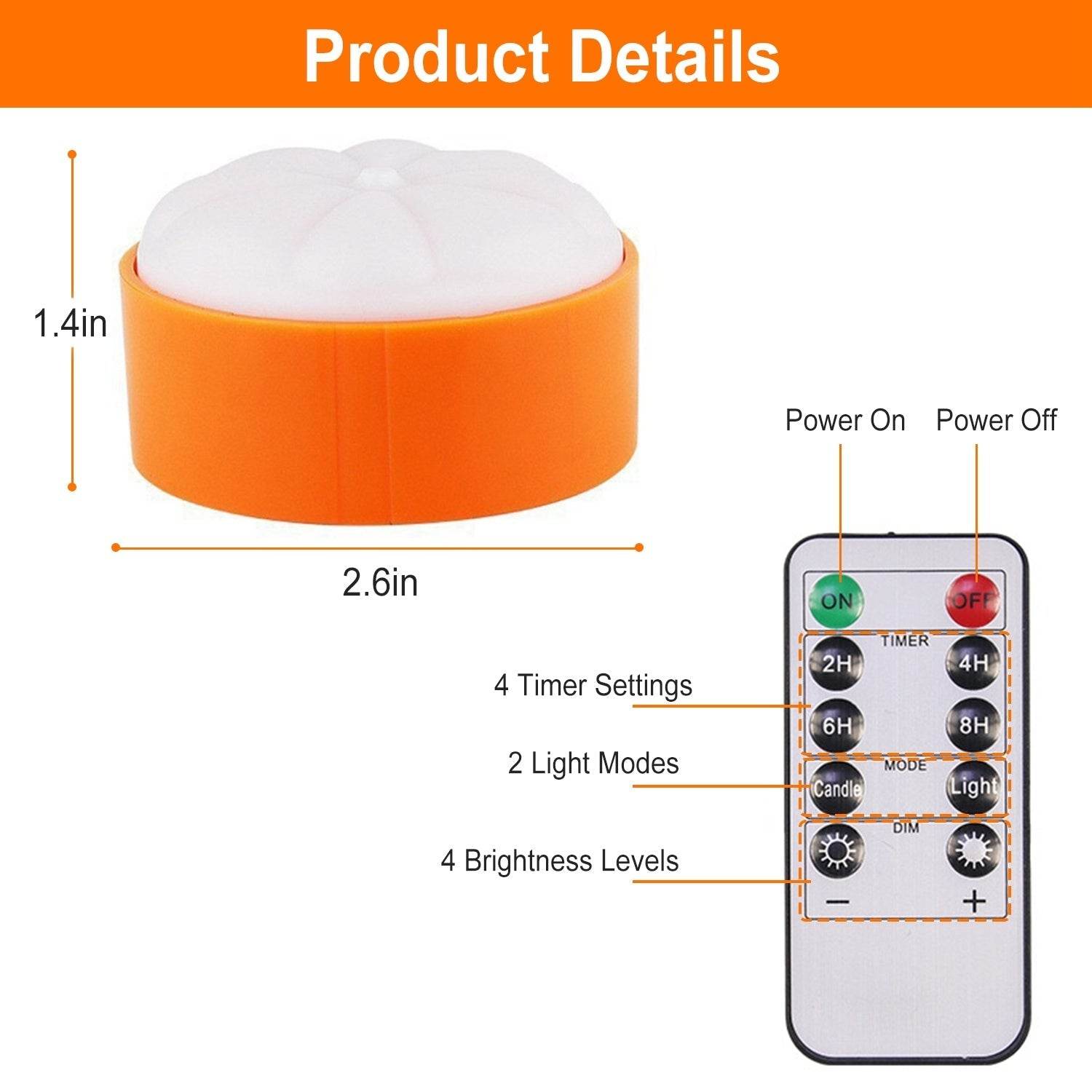 4 Pack Halloween LED Pumpkin Lights Battery Operated Halloween Decoration Lights With 2 Light Modes 4 Timer Setting Remorte Control For Party Pumpkin Decor - www.Shopthatapp.com