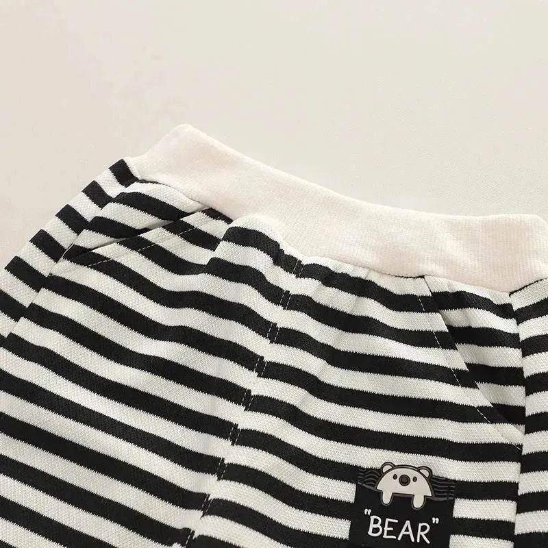Casual Letter Stripes Loose Round Neck Boys' Long Sleeve Sweater Suit Two piece for boys - www.Shopthatapp.com