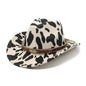 Western Style Camo Cowboy Hat Woolen Felt Cow Pattern Big Brim Wide Brim Denim Top Hat Camouflage Cowboy Cowgirl Hat - www.Shopthatapp.com