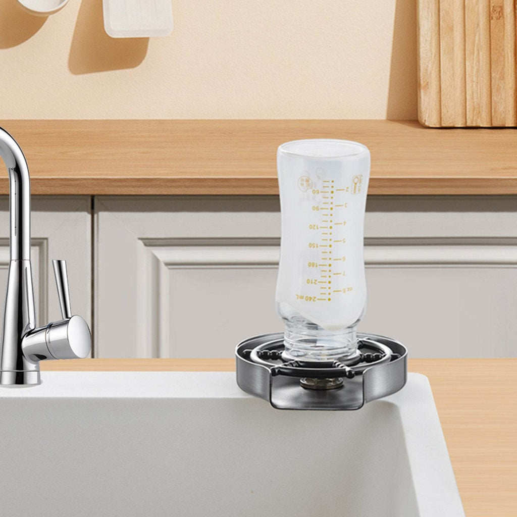 Glass Rinser, 10 Powerful Spraying Jets 360  Rotating Cup Rinser For Sink, 304 Stainless Steel Faucet Cup Washer With ABS Cup Holder For Baby Bottle, Glass Cup, Wine Glass - www.Shopthatapp.com