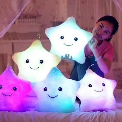 Unique Luminous Pillow Vivid Star Design LED Light Colorful Cushion Stars Plush Pillow Toys Gift For Kids Children Girl - www.Shopthatapp.com