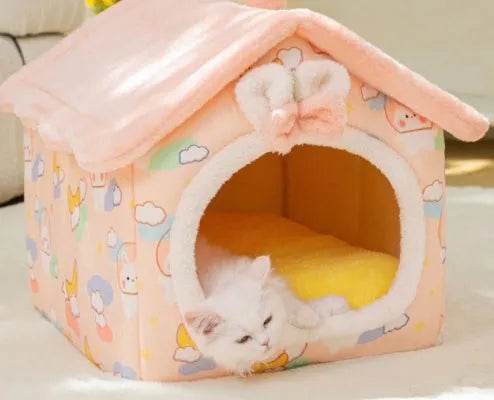 Foldable Dog House Pet Cat Bed Winter Dog Villa Sleep Kennel Removable Nest Warm Enclosed Cave Sofa Pets Supplies - www.Shopthatapp.com