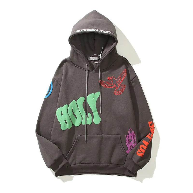 Women High Street Three-dimensional Foam Graffiti Printed Hoodie In Autumn And Winter - www.Shopthatapp.com