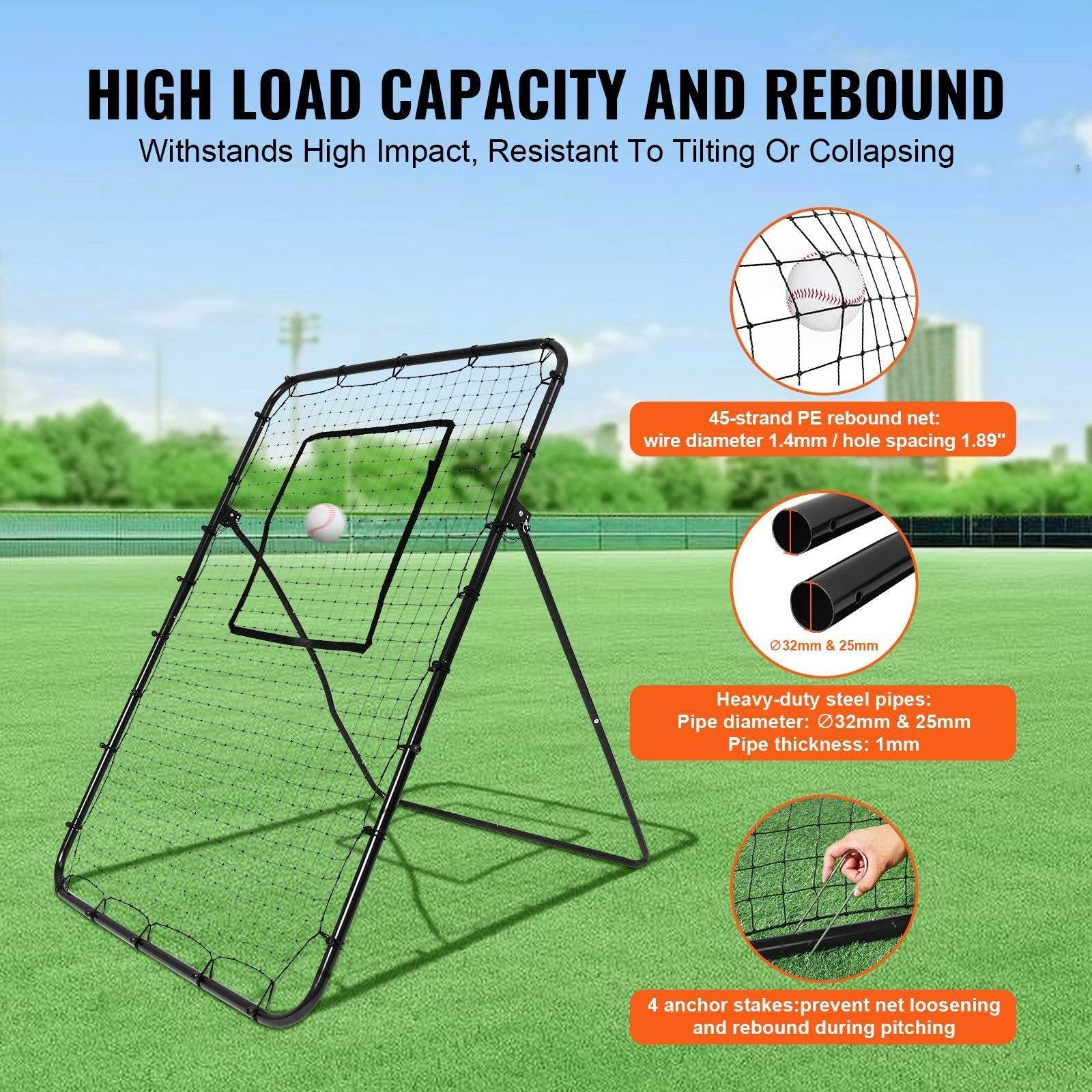 Baseball And Softball Rebounder Net 4x6 Ft PitchBack Adjustable Angles - www.Shopthatapp.com