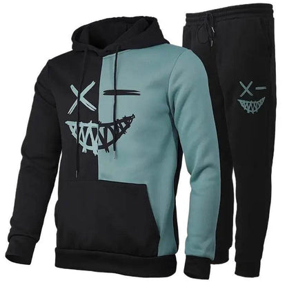 Casual Classic Plaid  Long Sleeve Sweatshirt Hoodie set Suit men - www.Shopthatapp.com