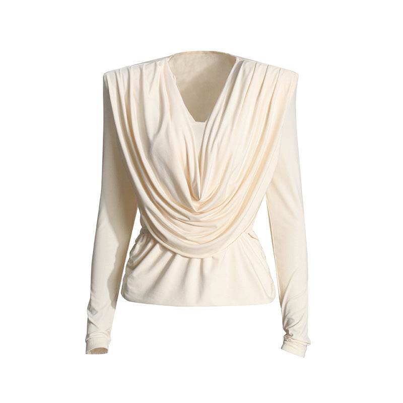 Top Fashion Swing pleated draping cowl neck blouse top - www.Shopthatapp.com