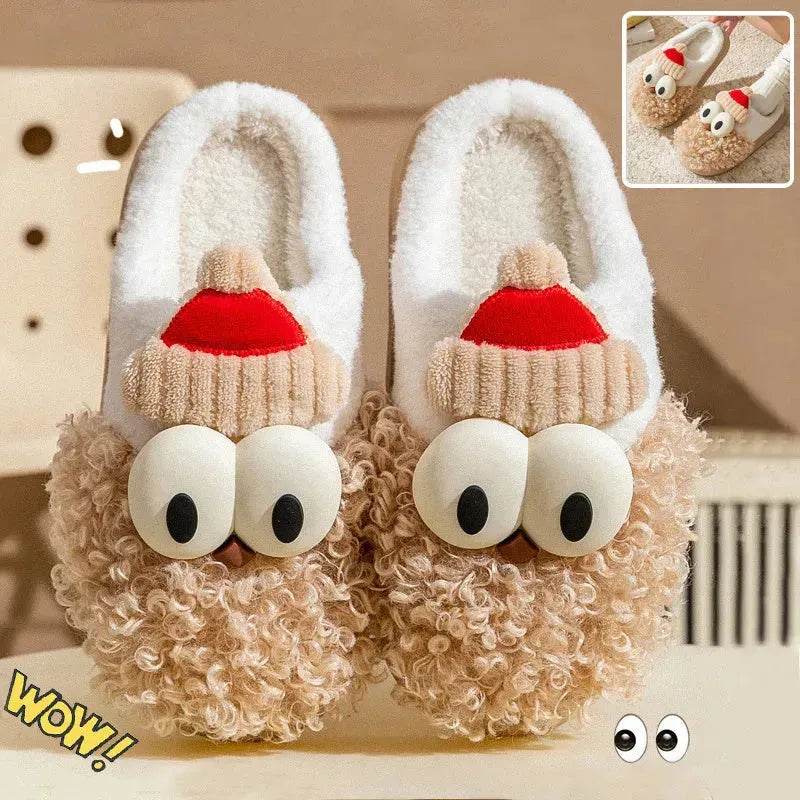 Cartoon Bearded Santa Claus Slippers Home Warm Non-slip Plush   Cotton Shoes Christmas Couple Floor Bedroom Slipper Women Men - www.Shopthatapp.com