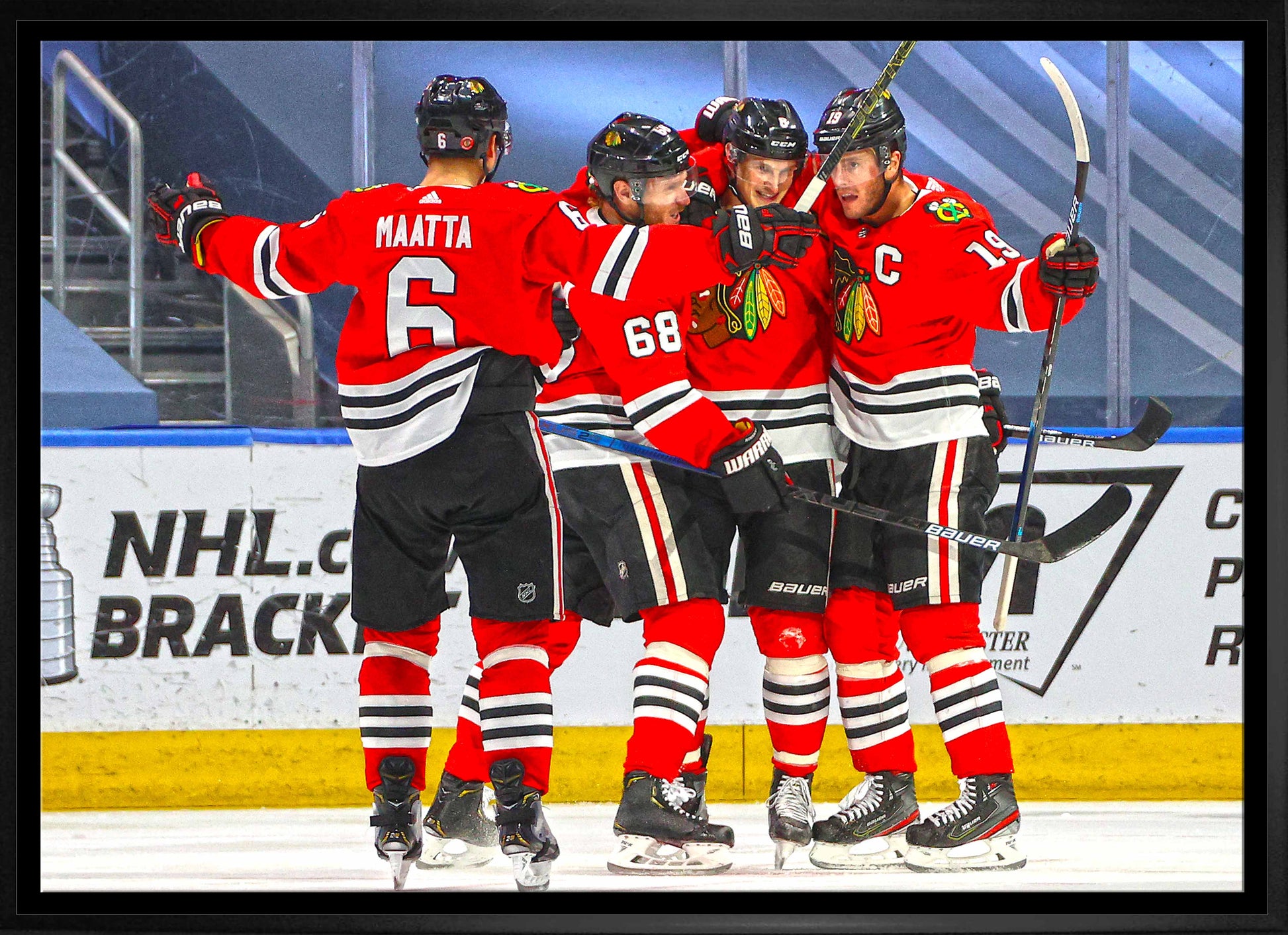 Chicago Blackhawks Framed 20x29 Goal Celebration Canvas - www.Shopthatapp.com